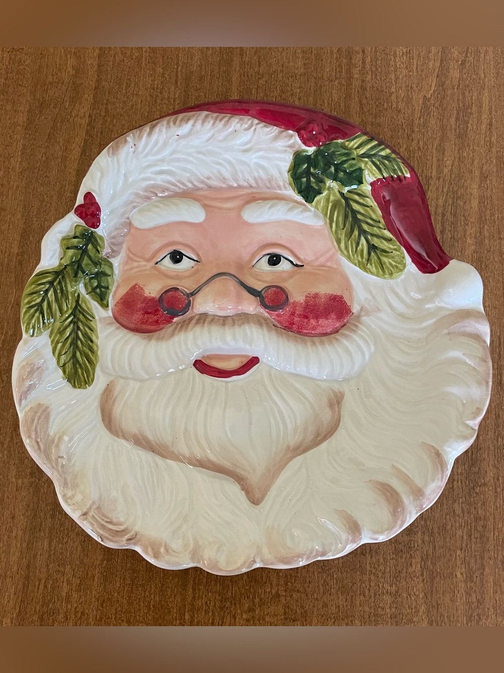 Vintage 3D Santa Serving Dish 8.5”x9”